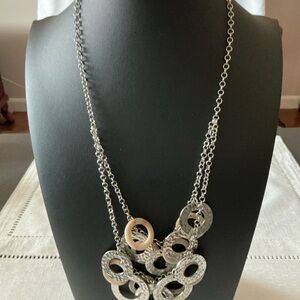 Silver and Gold Circle Silver Tone Necklace